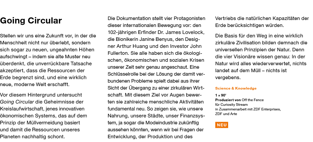 Going Circular Stellen wir uns eine Zukunft vor, in der die Menschheit nicht nur überlebt, sondern sich sogar zu neue   
