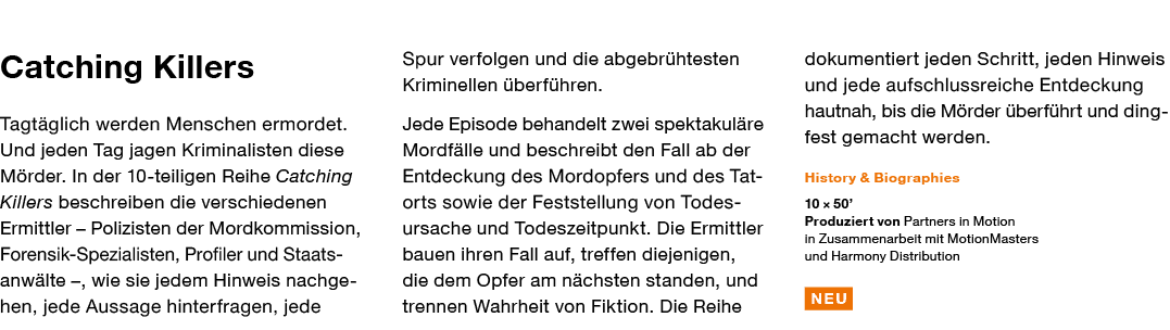 Catching Killers Tagtäglich werden Menschen ermordet  Und jeden Tag jagen Kriminalisten diese Mörder  In der 10-teili   