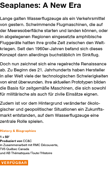 Seaplanes: A New Era Lange galten Wasserflugzeuge als ein Verkehrsmittel von gestern  Schwimmende Flugmaschinen, die    