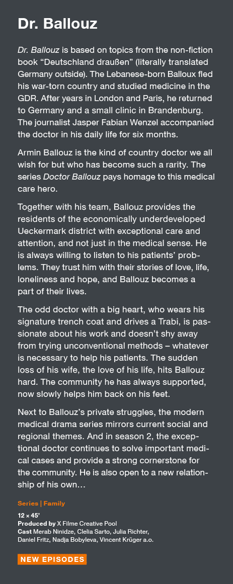 Dr  Ballouz Dr  Ballouz is based on topics from the non-fiction book  Deutschland draußen  (literally translated Germ   