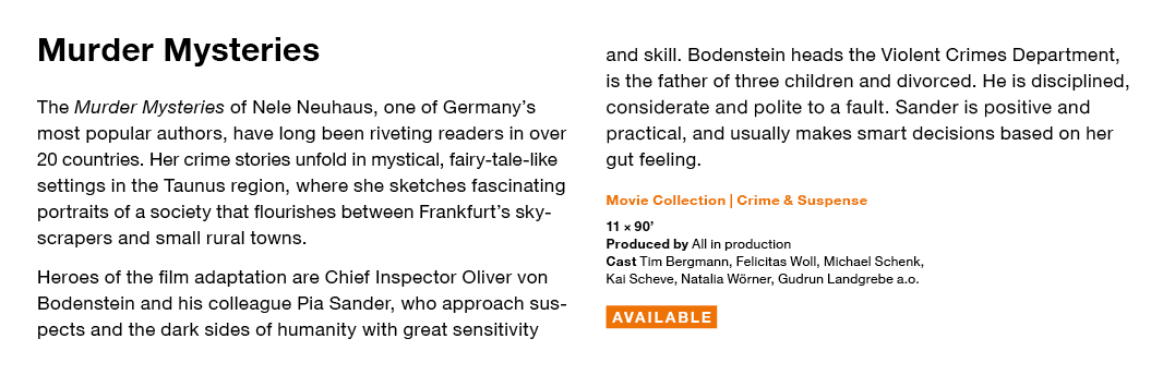 Murder Mysteries The Murder Mysteries of Nele Neuhaus, one of Germany s most popular authors, have long been riveting   