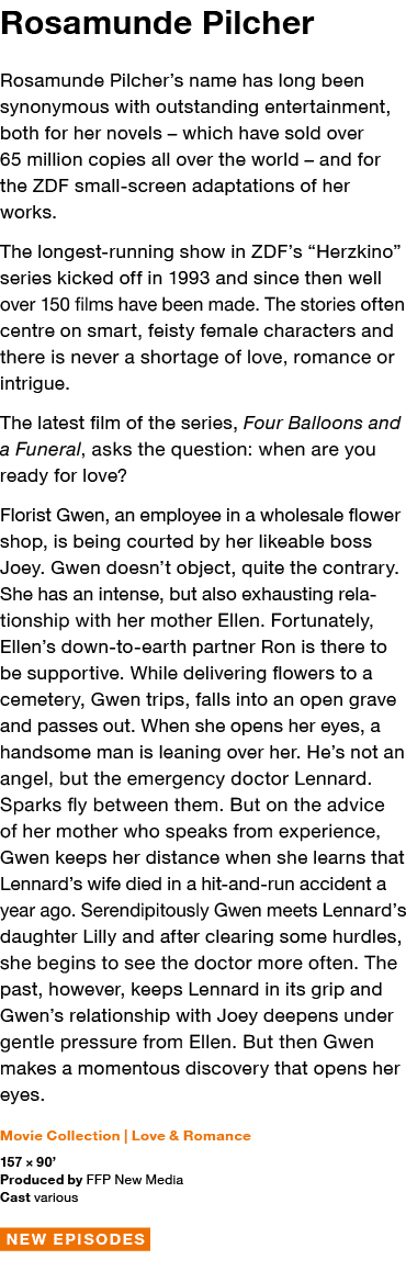 Rosamunde Pilcher Rosamunde Pilcher s name has long been synonymous with outstanding entertainment, both for her nove   