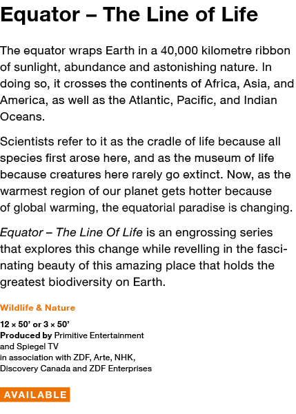 Equator   The Line of Life The equator wraps Earth in a 40,000 kilometre ribbon of sunlight, abundance and astonishin   