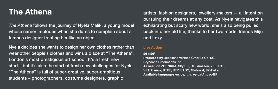 The Athena The Athena follows the journey of Nyela Malik, a young model whose career implodes when she dares to compl   
